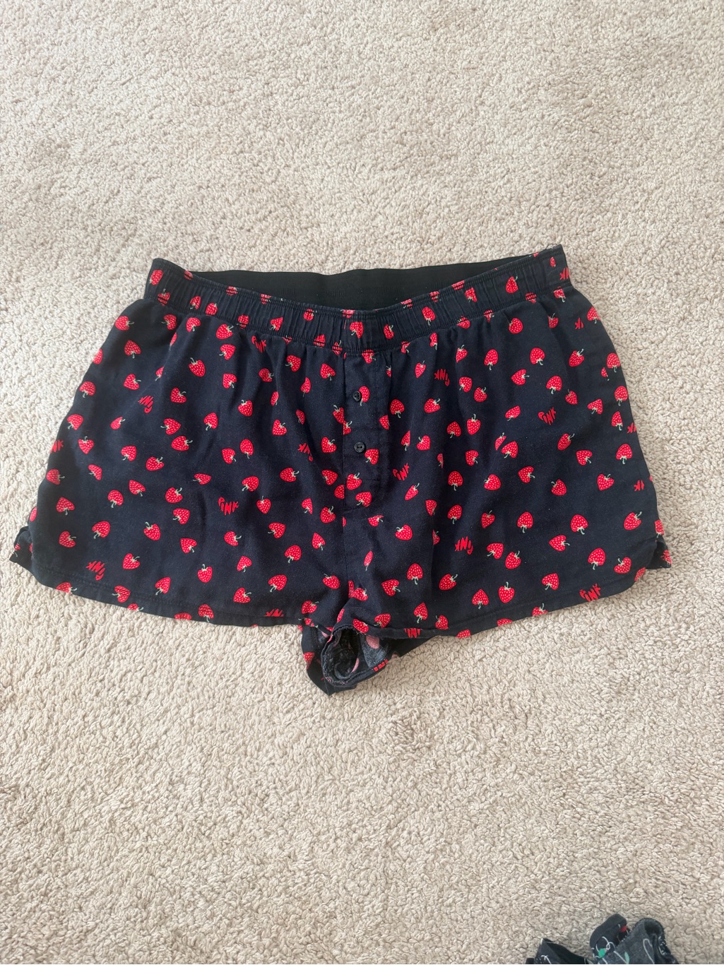 Victoria’s Secret Black Women's Strawberry-Print Lounge Shorts